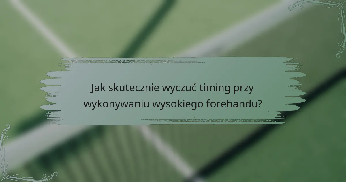 Jak skutecznie wyczuć timing przy wykonywaniu wysokiego forehandu?