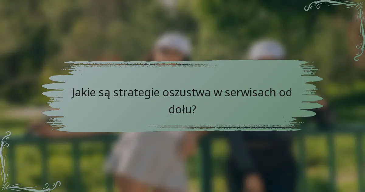 Jakie są strategie oszustwa w serwisach od dołu?