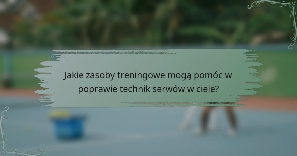 Jakie zasoby treningowe mogą pomóc w poprawie technik serwów w ciele?